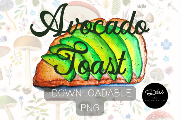 Avocado Toast PNG Watercolor Avocado Illustrations for Modern Branding Projects