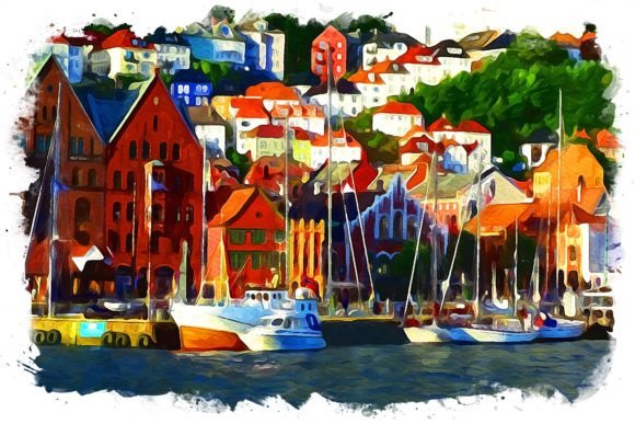 Bergen Belgium Exquisite Watercolor Illustrations for Modern Branding
