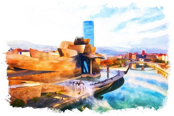 Bilbao Spain Exquisite Watercolor Illustrations for Digital Sellers