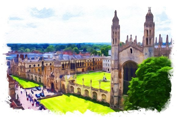 Cambridge UK Exquisite Watercolor Illustrations for Digital Sellers