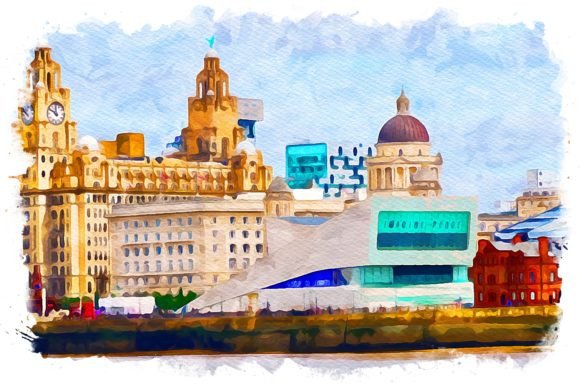 Liverpool Uk Exquisite Watercolor Illustrations