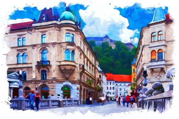 Ljubljana Slovenia Exquisite Watercolor Illustrations for Brand Storytelling