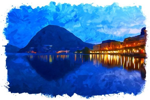 Lugano Europe Watercolor Illustrations for Editorial and Web Design