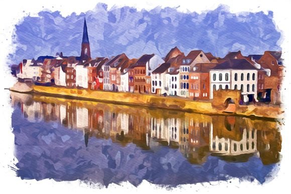 Maastricht Holland Exquisite Watercolor Illustrations for Brand Design
