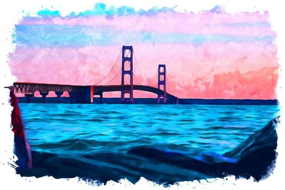 Mackinac U.S.A. Watercolor: A Visual Design Asset for Brand Storytelling