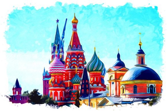 Moscow Europe Watercolor Illustrations for Modern Branding