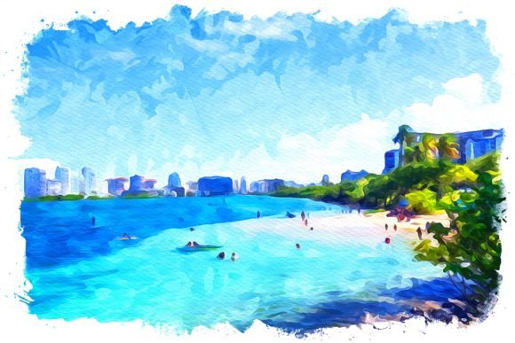 Puerto Rico Caribbean Watercolor Illustrations Set a Tropical Visual Tone
