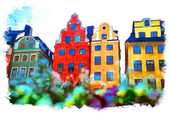 Stockholm Sweden Exquisite Watercolor Illustrations for Content Publishers