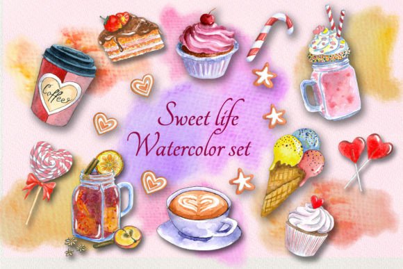 Sweet Life Watercolor Illustrations for Craft & Cricut Projects