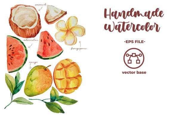 Tropical Fruit Watercolor Elements for Branding & Marketing