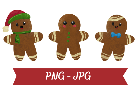Watercolor Gingerbread Clipart Set: Festive Illustrations for Cozy Branding