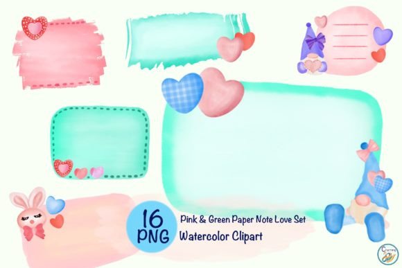 Watercolor Paper Note Love Set: A Soft, Handmade Touch for Branding and Marketing Illustrations