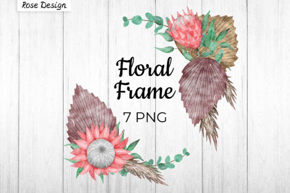 Watercolor Protea - Boho Floral Frame Illustration Review for Etsy & Digital Sellers