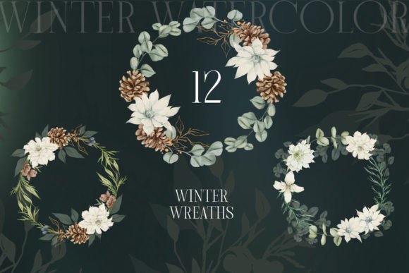 Watercolor Winter Floral Wreaths – A Soft, Seasonal Illustration for Branding and Digital Design