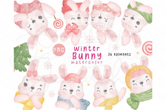 Watercolour Winter Bunny Clipart Png Set Review